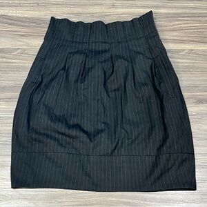 BCBG Maxazria Black Striped Short Pencil Skirt Ruffle Waist Size Small